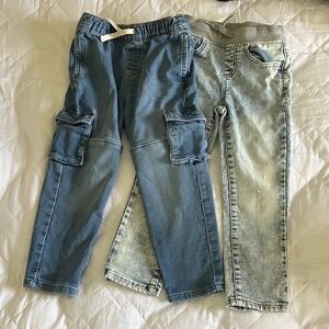 wonder nation Blue Denim Cargo Jogger & Light Wash Jeans Set